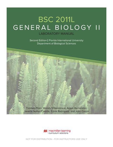 Pitzer W Wme General Biology Ii Laboratory Manual Second