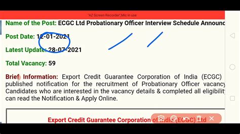 Ecgc Po Latest Update Ecgc Po Interview Schedule Releasedecgc Po