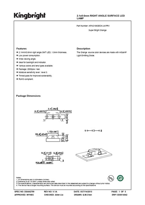 APA2106SECK J4 PRV Datasheet SMD LED