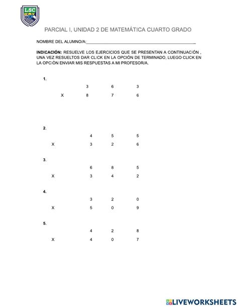 Multiplicaciones De Tres Cifras Worksheet Live Worksheets