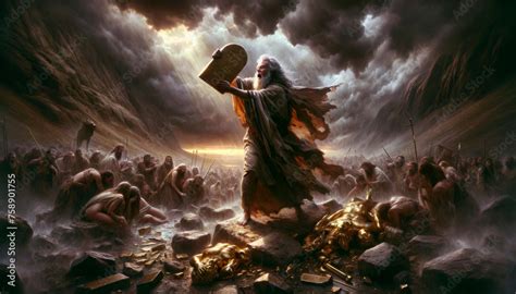 Moses Righteous Anger When He Descends Mount Sinai Breaking The