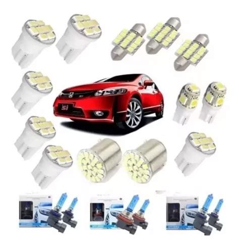 Kit Lampadas Led Super Branca Honda New Civic Techone Parcelamento