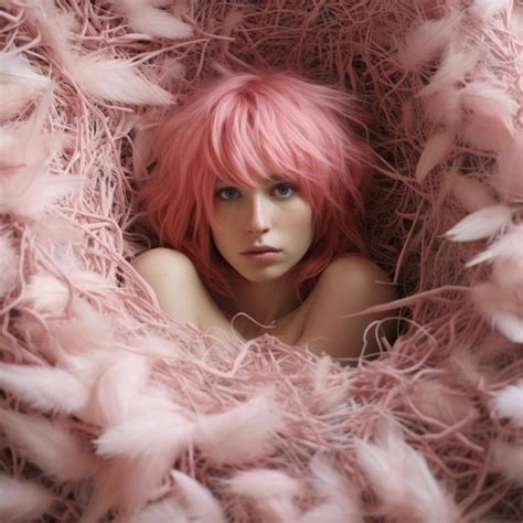 Premium Photo Photo Of An Emo Girl With Pink Hair Inside A Giant Bird Nest Nest