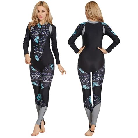 C277 New Women S One Piece Wetsuit Long Sleeve Sun Protection Swimsuit