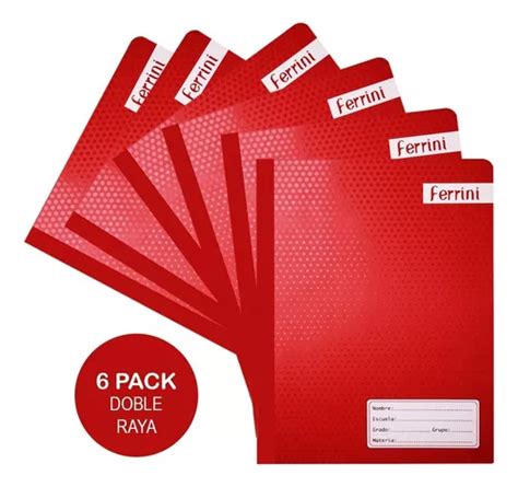 Cuaderno Profesional Doble Raya Cosido H Pack Ferrini Color Rojo