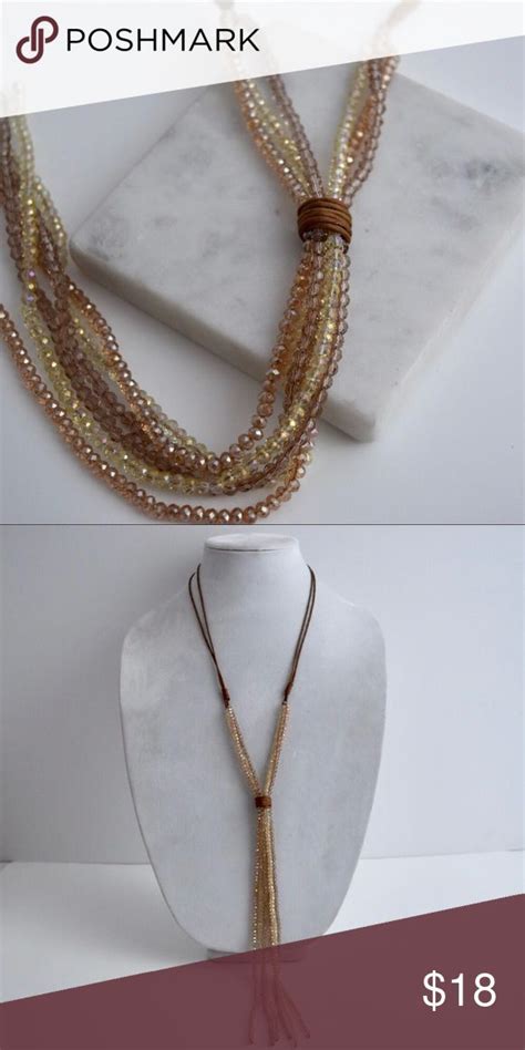 Champagne Color Y Bead Necklace Beaded Necklace Necklace Champagne