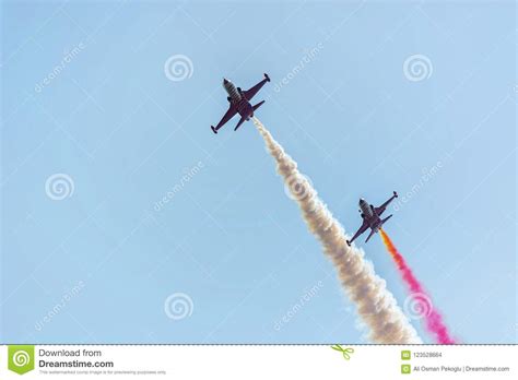 Aerobatic Team at Airshow. Aerobatic Team Performs Flight at Air Show ...