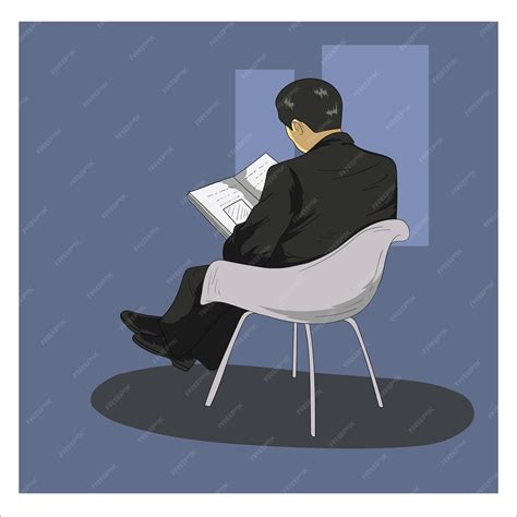 Premium Vector Man Sitting Reading A Book In Hand Drawn Flat Model