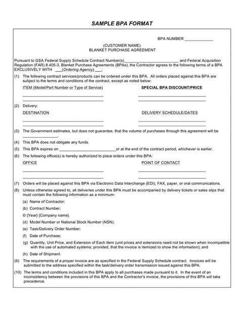 Sample Bpa Format In Word And Pdf Formats