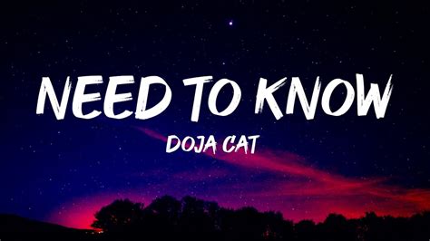 Doja Cat Need To Know Lyrics Youtube