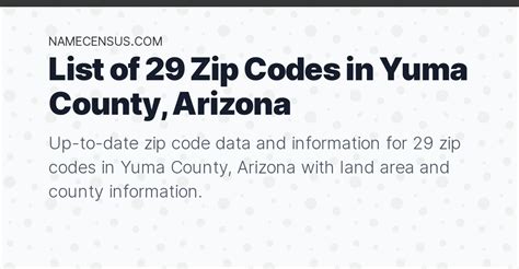 Yuma County Zip Codes List Of 29 Zip Codes In Yuma County Arizona