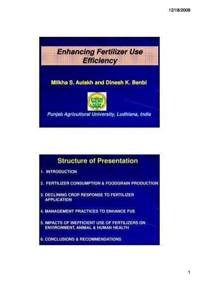 Enhancing Fertilizer Use Efficiency