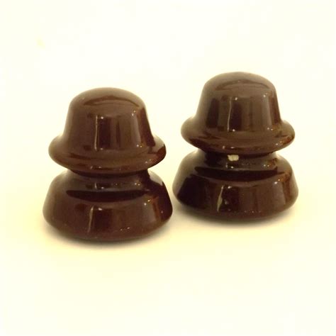 Vintage Brown Ceramic Insulators Set Of 2 By Zephyrhillsvintage