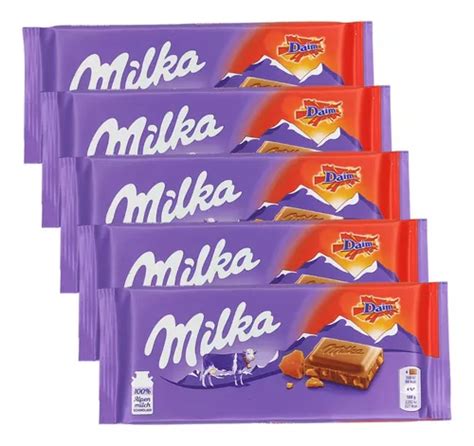 5 Barras De Chocolate Milka Pedaços De Caramelo Salgado MercadoLivre