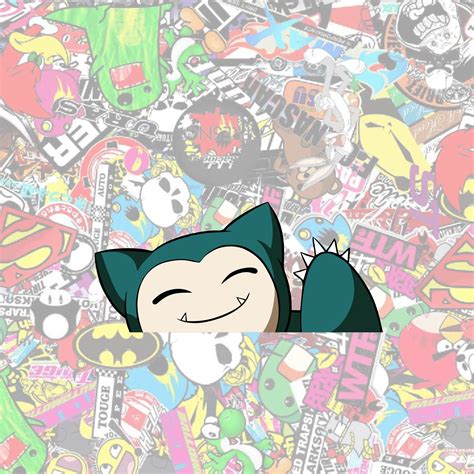 Snorlax Waving Peeker Peeking Pokemon Cute Characters Car Decals Phone