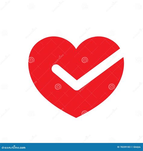 Check Mark In Red Heart Stock Vector Illustration Of Right 78209183