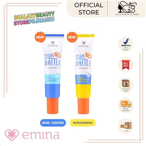 Jual EMINA SUN BATTLE SPF 50 PA Cica Acne Fighter Sunscreen