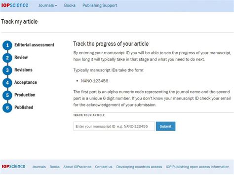 Tracking Tool Allows Authors To Follow Their Articles Progress Iop