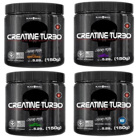 Kit X Creatina Monohidratada Creatine Turbo G Sabores Black Skull