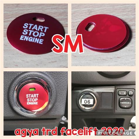 Jual Cover Tombol Start Stop Engine Warna Merah Untuk New Agya Trd Dan