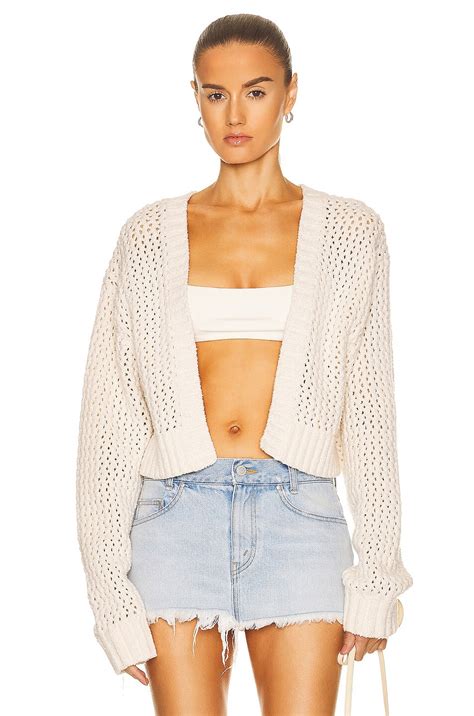 John Elliott Foam Boucle Knit Crop Cardigan In Natural Fwrd