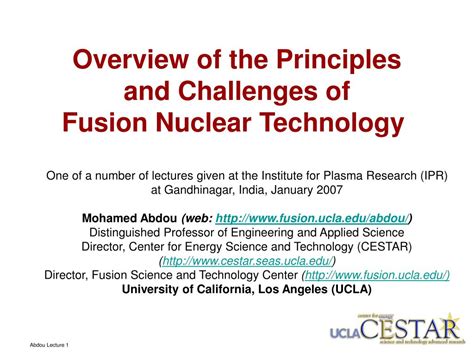 PPT - Overview of the Principles and Challenges of Fusion Nuclear Technology PowerPoint ...