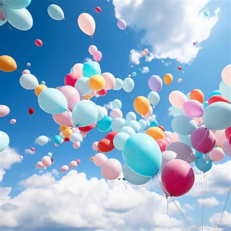 Premium Photo Colorful Balloons Float Between The Blue Sky