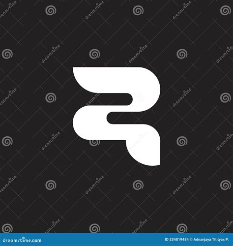 Letter R2 Simple Geometric Ribbon Curves Logo Vector Stock Vector