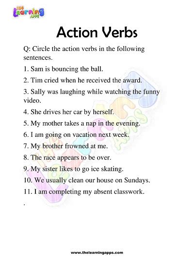 Action Verbs With Example Sentences Your Home Teacher Off