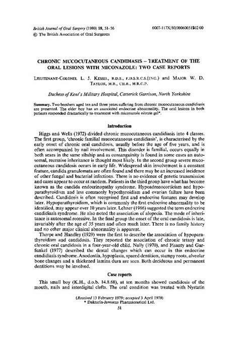 (PDF) Chronic mucocutaneous candidiasis — Treatment of the oral lesions ...