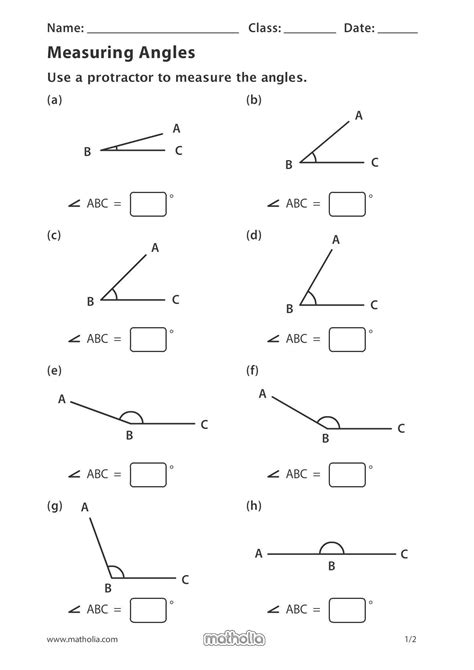 Worksheet 12 4a Measurement Of Angles