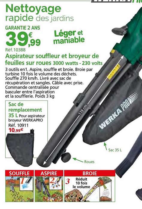 Promo Aspirateur Souffleur Et Broyeur De Feuilles Sur Roues Sac De