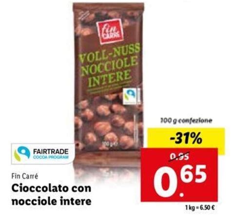 Fin Carré Cioccolato con nocciole intere 100 g offerta di Lidl