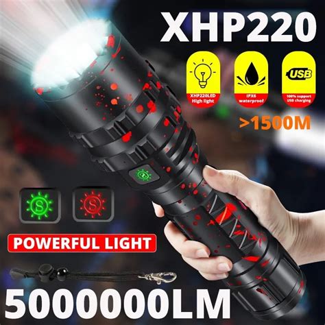 Zk40 5000000lm High Power Xhp220 Powerful Led Flashlight Tactical