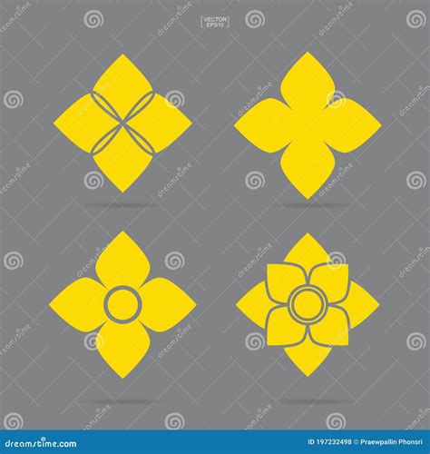 Thai Flower Symbol Folk Art Of Flower Element Stock Vector