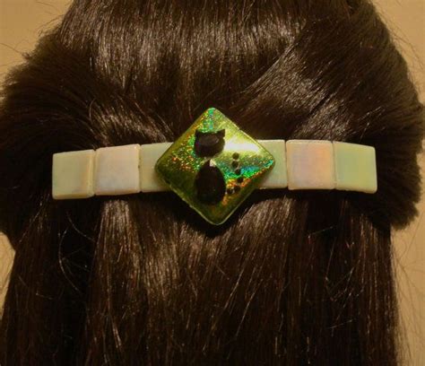 Extra Large Barrette For Thick Hair Black Cat Etsy