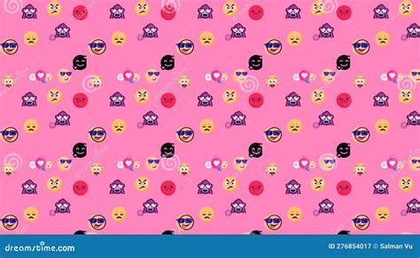 Emojis Pattern With Background Big Emoji Set Of Emoticon Icons Vector