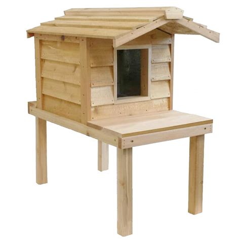 Insulated Cat House For Outdoor Cats Elevated With Extended Roof