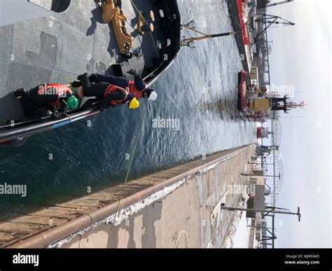 U S Coast Guard Cutter Mackinaw Exits The Soo Locks Ahead Of Canadian