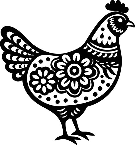 Decorative Hen Line Art Illustration Hen Chicken Poultry Farm