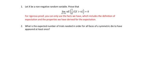 Solved Let X Be A Non Negative Random Variable Prove Chegg