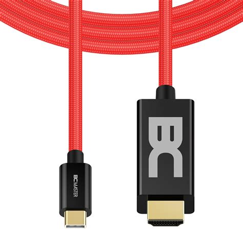 Bc Master Usb C A Hdmi 4k 8ft Cable Trenzado， Usb 31 Tipo C Macho Thunderbolt 3 Compatible A