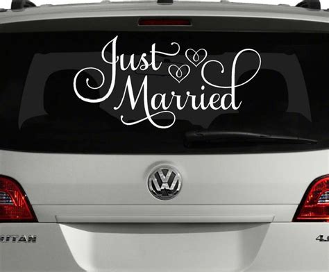 Sticker Mariage Pour Voiture Just Married Modern Confetti Panneaux