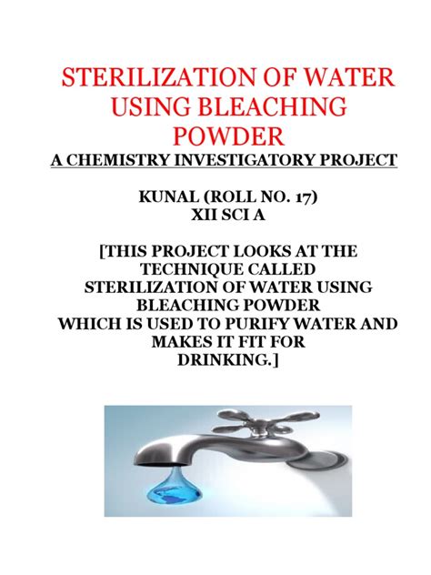 Sterilization Of Water Using Bleaching P Pdf Water Purification Drinking Water