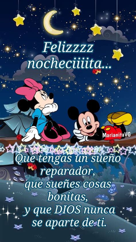 Feliz Noche Mickey Y Minnie Estampas De Buenas Noches Targetas De