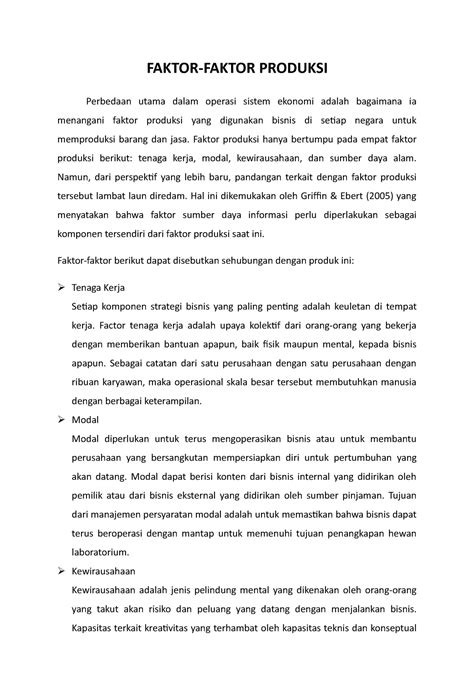 Faktor Faktor Produksi Faktor Faktor Produksi Perbedaan Utama Dalam