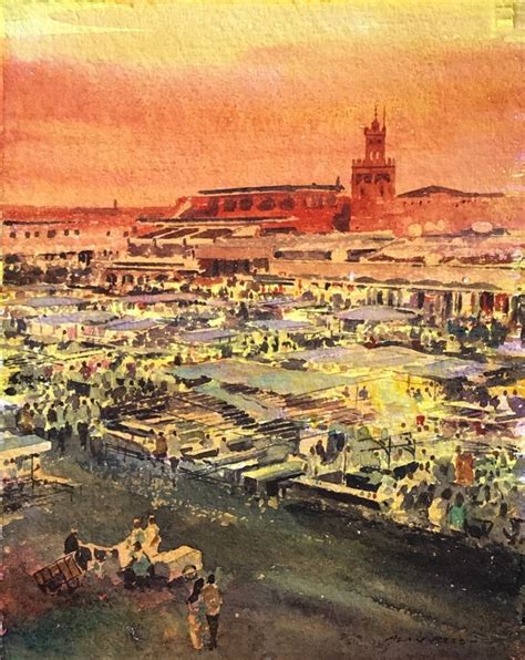 Original Watercolours Alan Reed Art Marrakesh Paintings