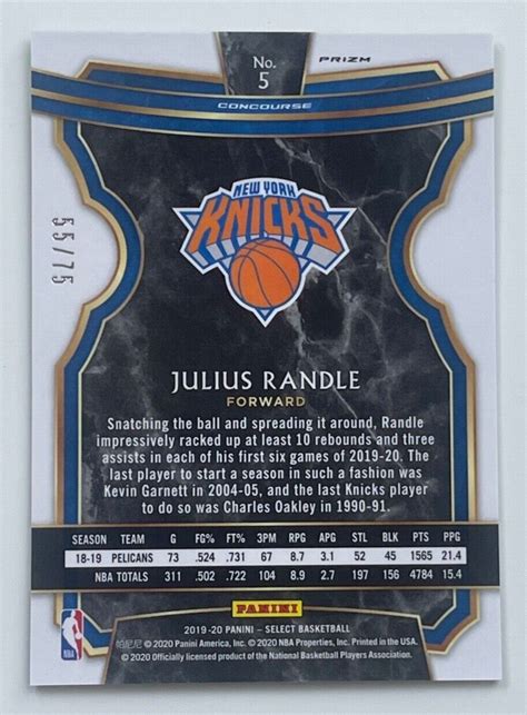 2019 20 Panini Select Julius Randle Concourse Neon Green Prizm 75 EBay