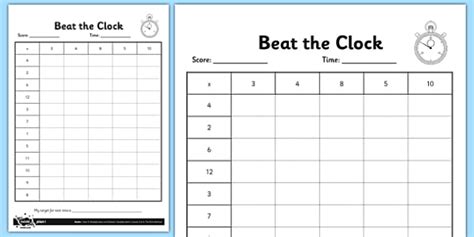 Grade 3 Beat The Clock Editable Times Tables Grid