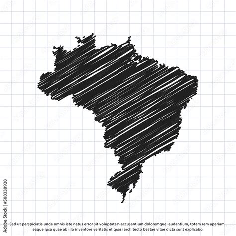 Map of Brazil freehand drawing on a sheet of exercise book. Vector ...